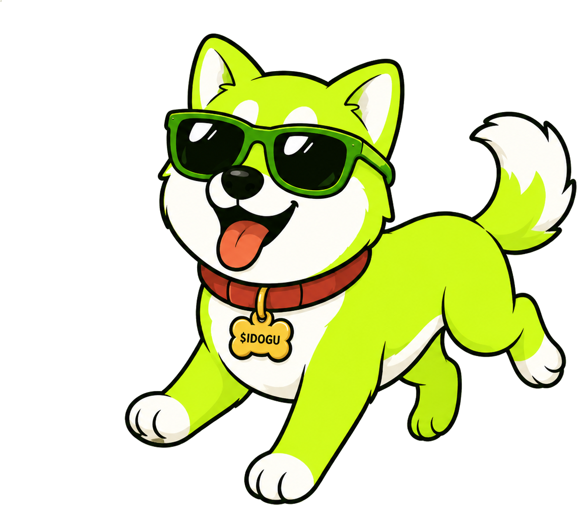 The IDOGU mascot running with big energy