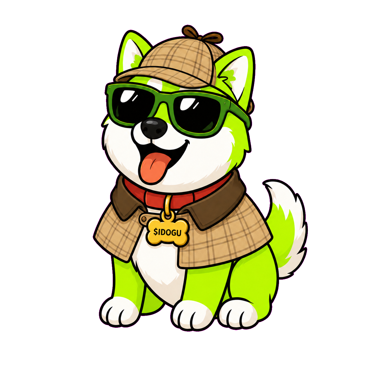 The official four-legged I Dog U mascot dressed as a friendly detective on Watchdog duty